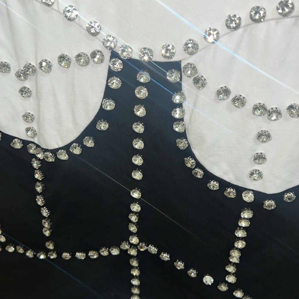 AKIRA RHINESTONE CORSET LOOK T SHIRT S - Picture 2 of 2